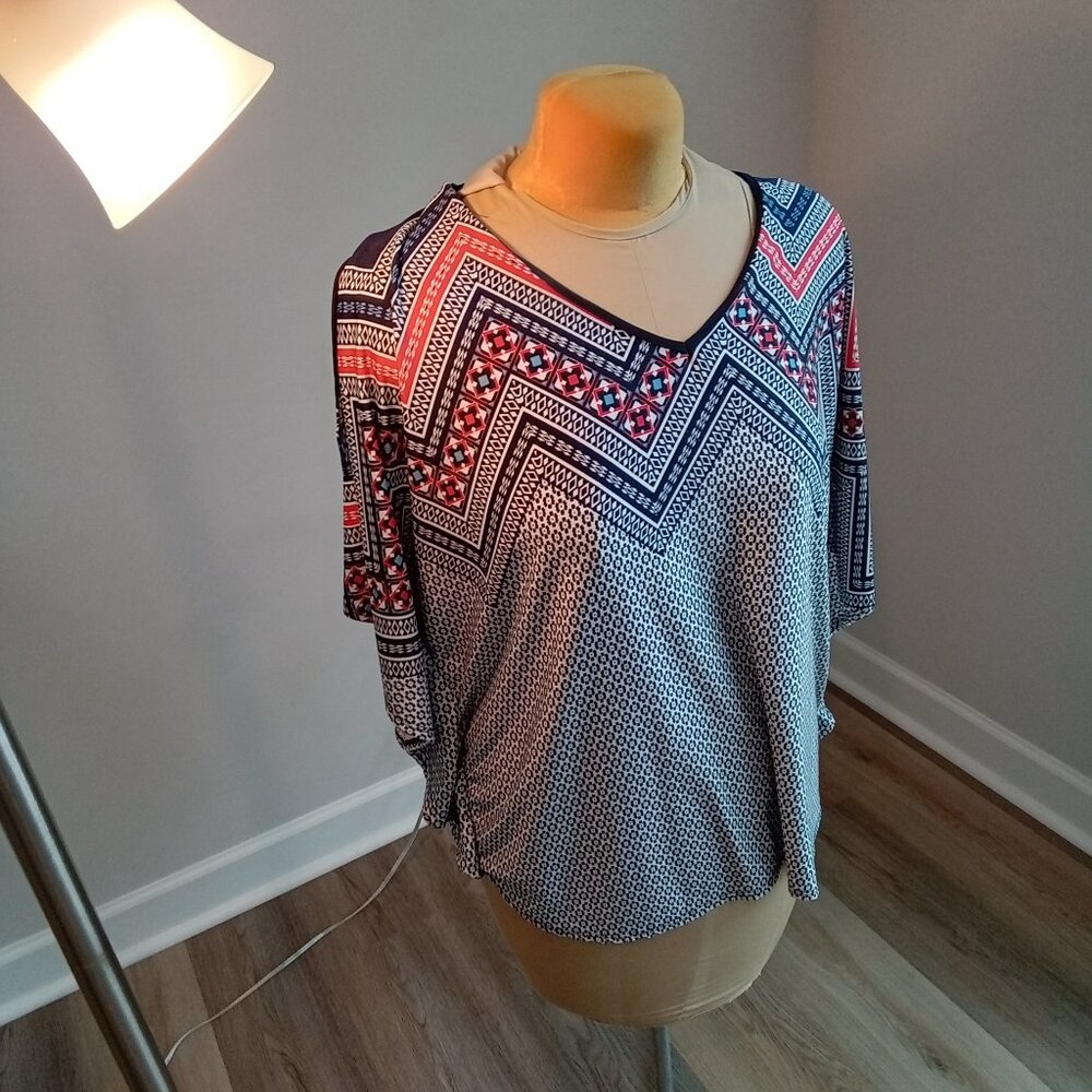 2-$10... Front of Closet 1X Navy and Red Cheveron Print